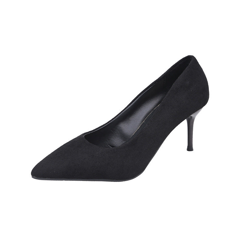 Women's pointed velvet look pumps with padded insole and sleek stiletto heel Mune Fashion
