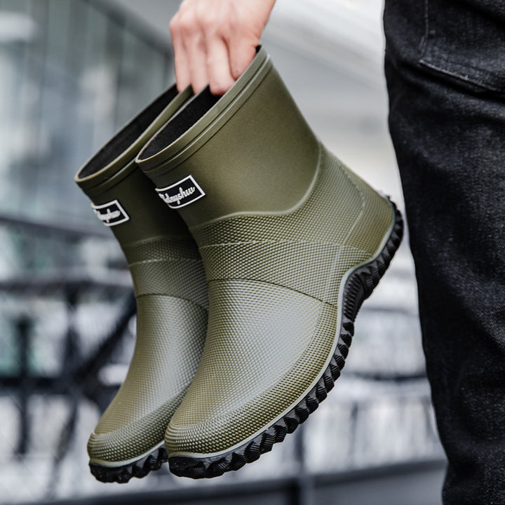 Men's Seamless Full Rubber Slip-On Ankle Boots with Non-Slip Profile Sole Mune Fashion