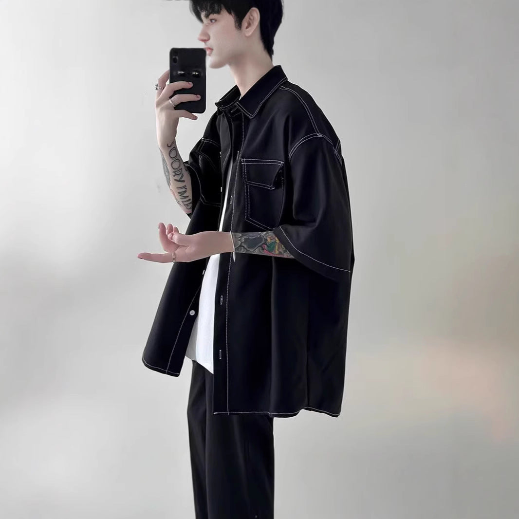 Men's Fashionable Oversized Short Sleeve Shirt Mune Fashion