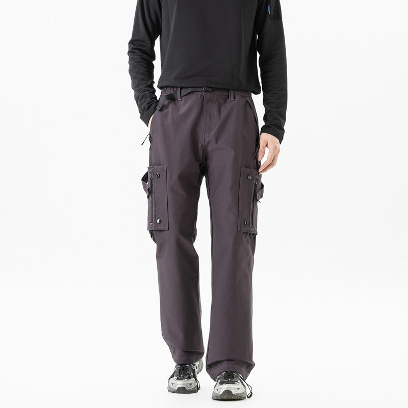 Men's Slim-Tapered Cargo Pants with Zipper Pockets, D-Ring and Comfort Waistband Mune Fashion