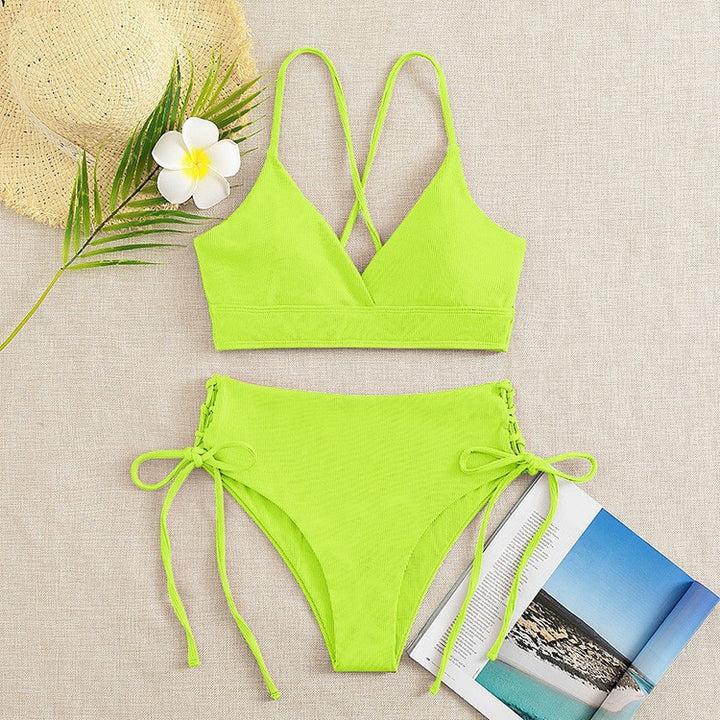 Women's triangle bikini with adjustable straps and high leg cuts Mune Fashion