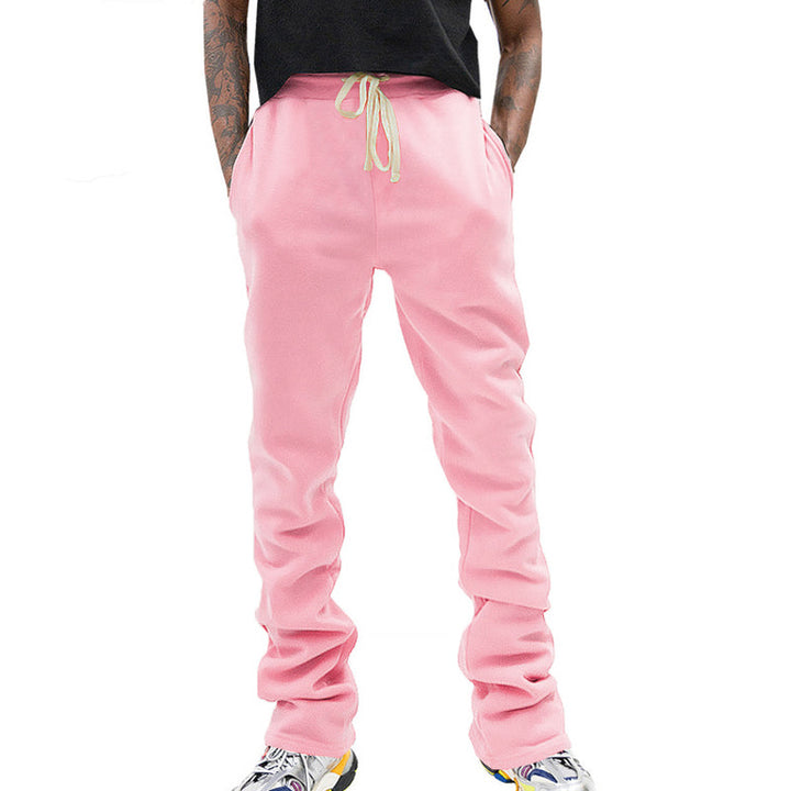 Men's Loose-Fit Fleece Jogging Pants with Drawstring, Side Pockets & Straight Leg Mune Fashion
