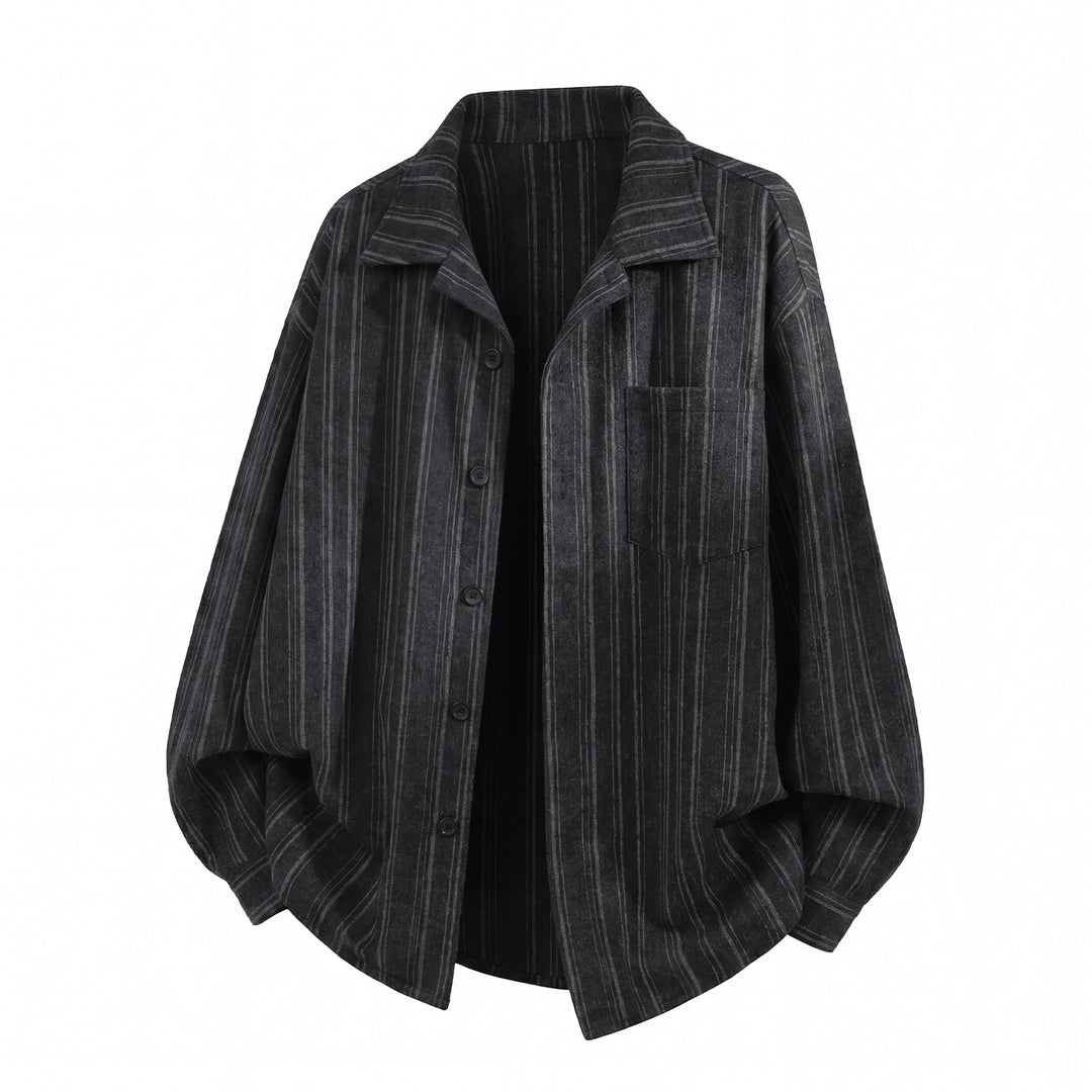 Unisex Locker cut Shacket in striped flannel with applied chest pocket Mune Fashion