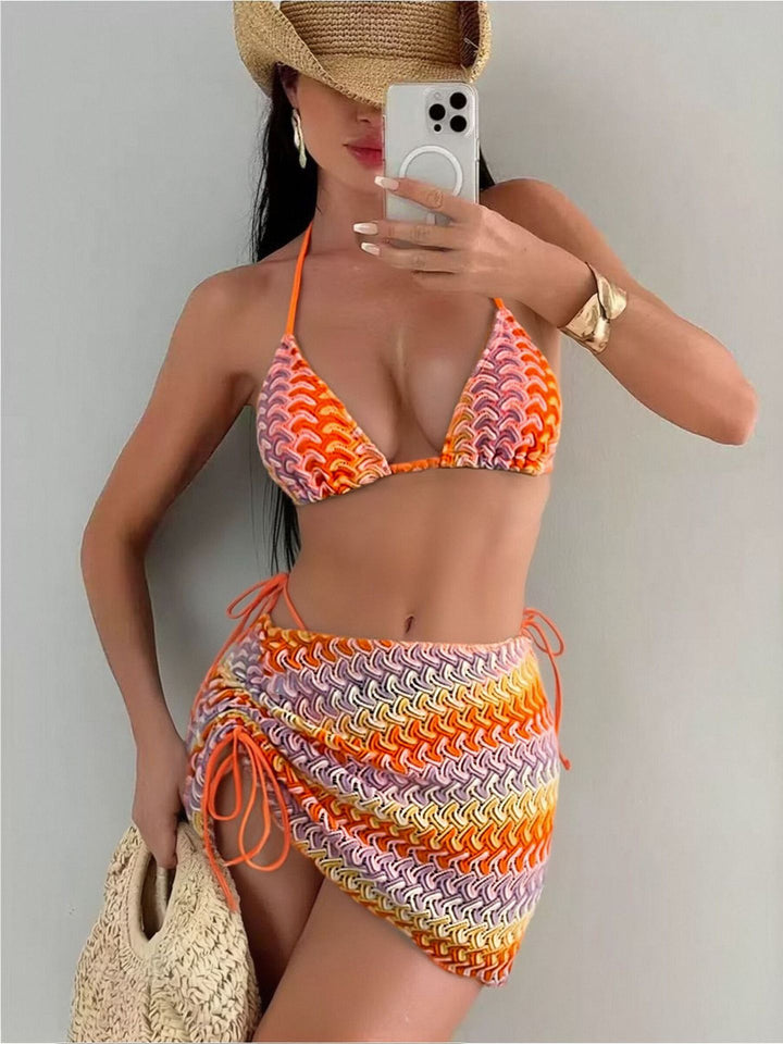Ladies Crocheted Bikini with Wrap Skirt Mune Fashion