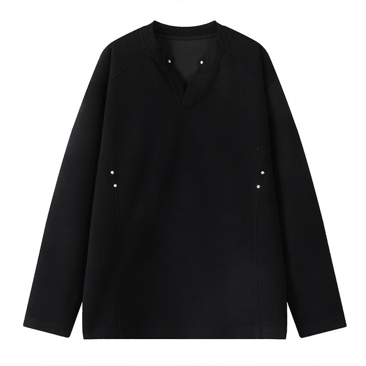 Men's Oversized Sweatshirt with V-Slit, Raglan Sleeves and Stud Details Mune Fashion