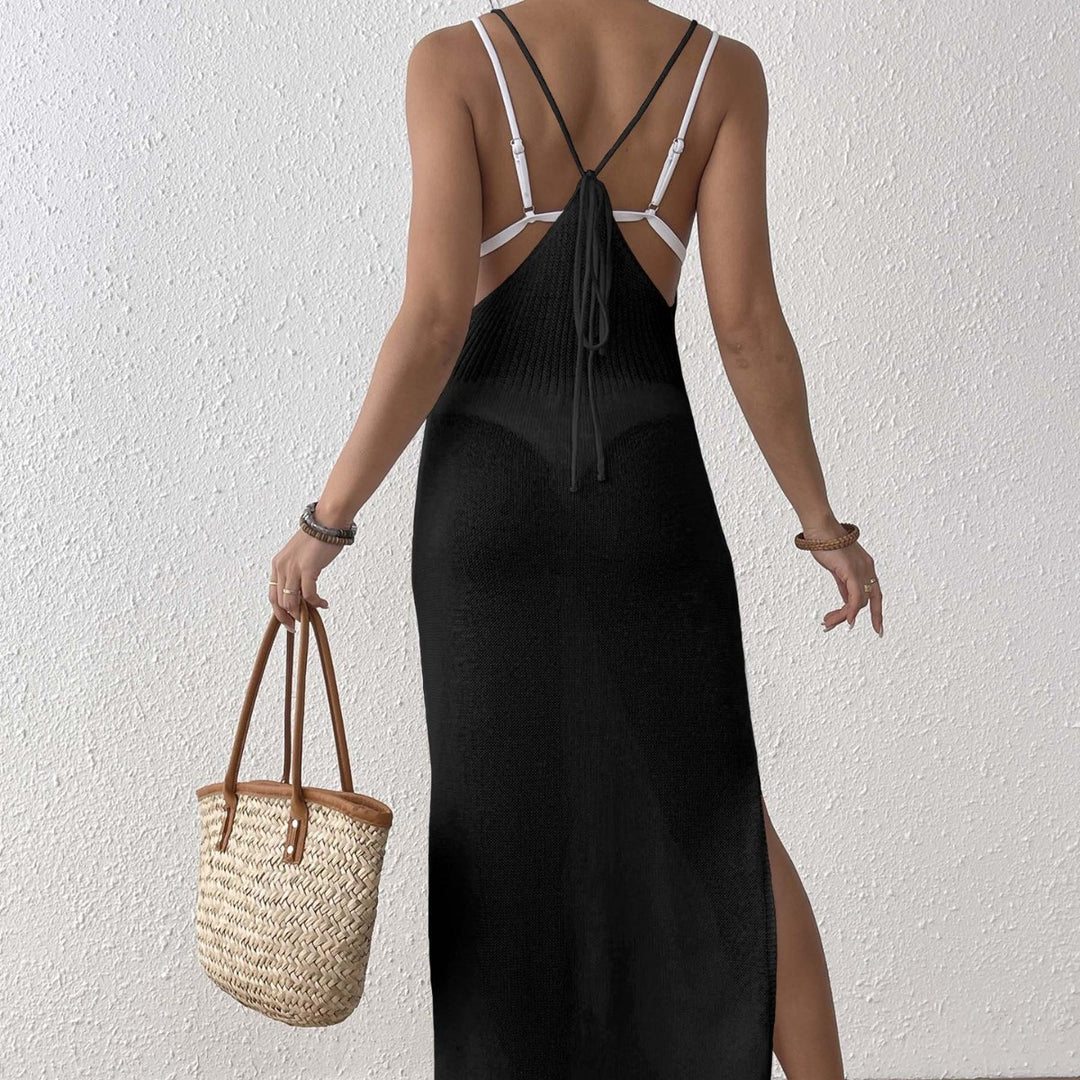 Ladies' maxi dress with intricate mesh design Mune Fashion