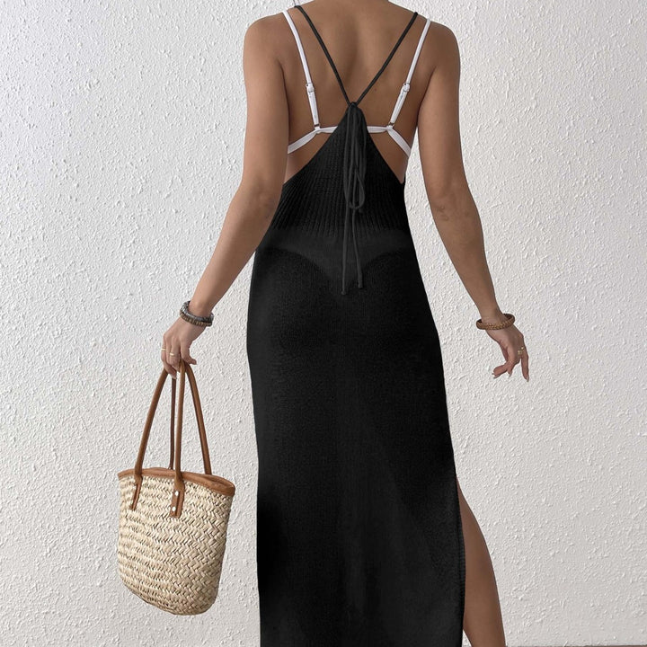 Ladies' maxi dress with intricate mesh design Mune Fashion