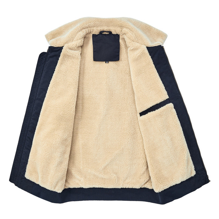 Men's bomber jacket with full Sherpa lining and lapel collar Mune Fashion