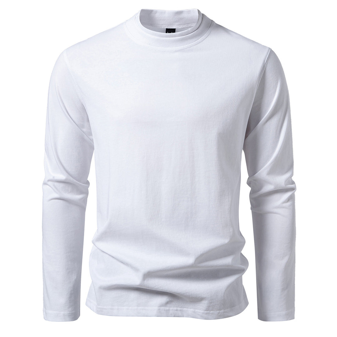 Men's Long Fine Knit Shirt with Mock Neck, Ribbed Collar and Slim Silhouette Mune Fashion