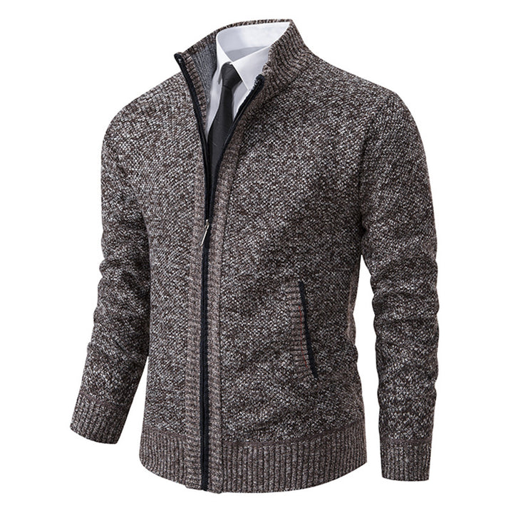 Men's structured knit cardigan with full zip and stand-up collar Mune Fashion