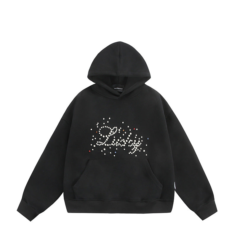 Unisex Oversize Hoodie with Pearl and Rhinestone Application Mune Fashion