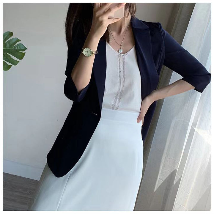 Women Elegant Blazer with Short Sleeve Mune Fashion