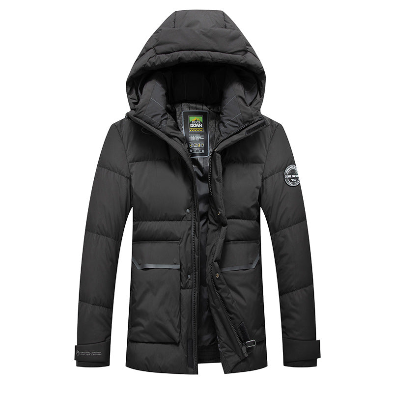 Men's Thermo Quilted Jacket with Down Mix, Windproof Hood and Multifunctional Pockets Mune Fashion