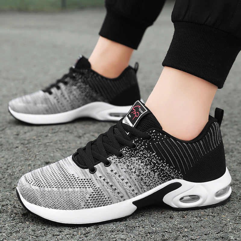 Men's lightweight knit running sneakers with cushioned heel support and visible air cushion midsole Mune Fashion