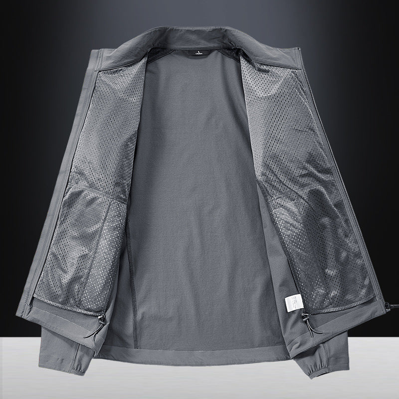 Men's lightweight urban windbreaker with standing collar, water-repellent fabric blend and concealed zippers Mune Fashion