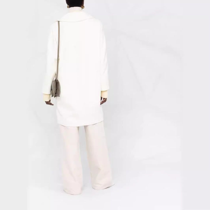 Ladies Oversize Wool Blend Coat with Dropped Shoulders and Minimalist Button Placket Mune Fashion