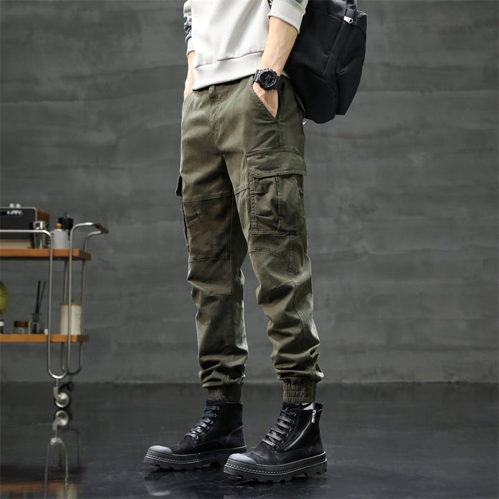 Men's Cargo Jogging Pants with Camouflage Knee Insert & Elastic Cuffs Mune Fashion