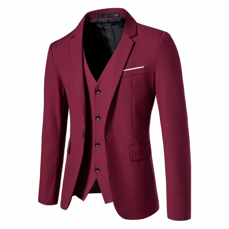 Men's Tailored Jacket with Matching Vest and Slim Business Silhouette Mune Fashion