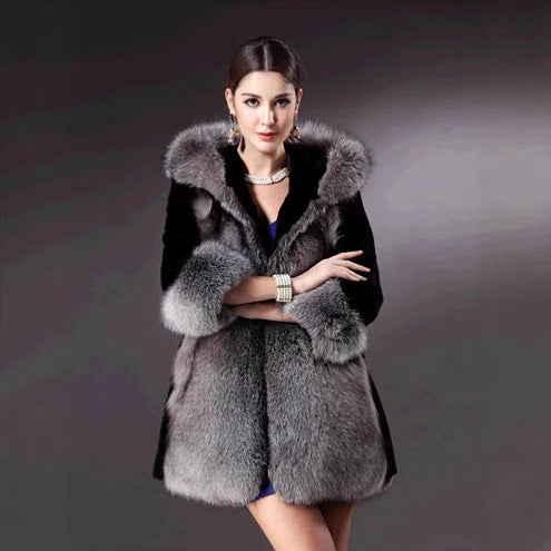 Ladies Hooded Short Coat with Full Fur Lining Mune Fashion