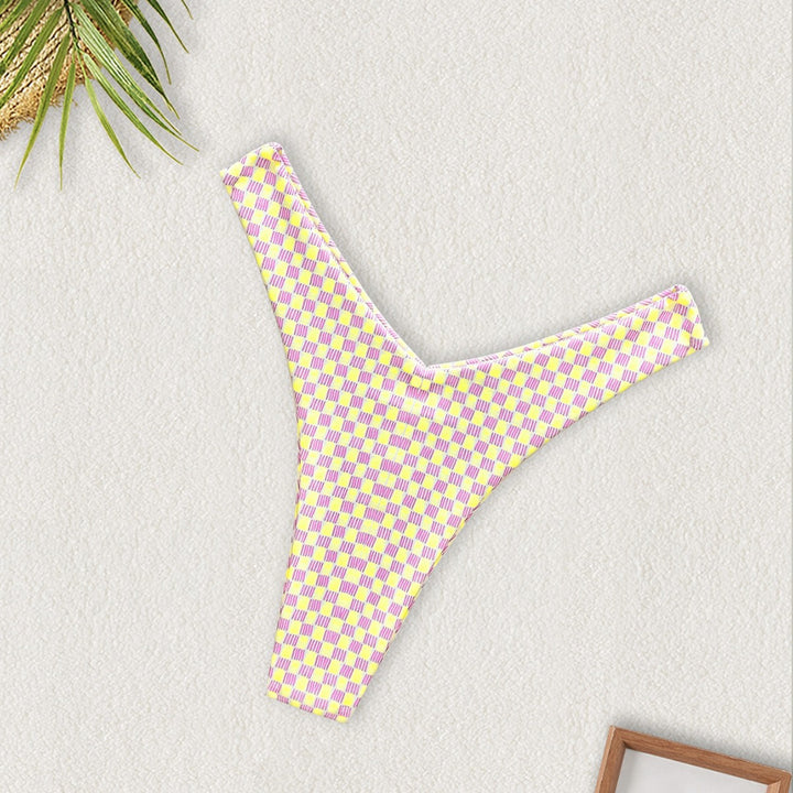 Women's Triangle Bikini with Colorful Patchwork Pattern Mune Fashion