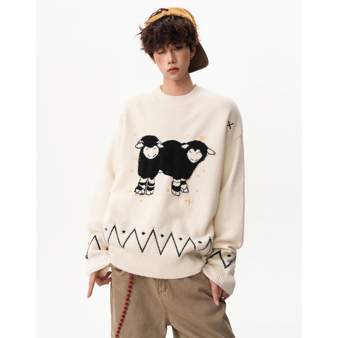 Men's chunky knit sweater with animal motif Mune Fashion