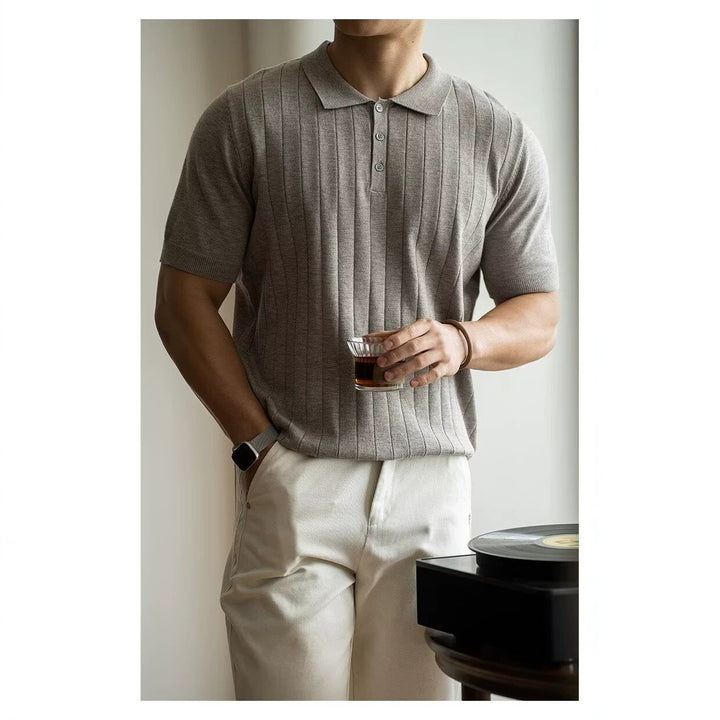 Men's High-Quality Short Sleeve Polo Shirt with Fine Structure Mune Fashion