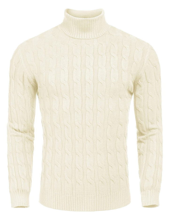 Men's fine knit sweater with high collar