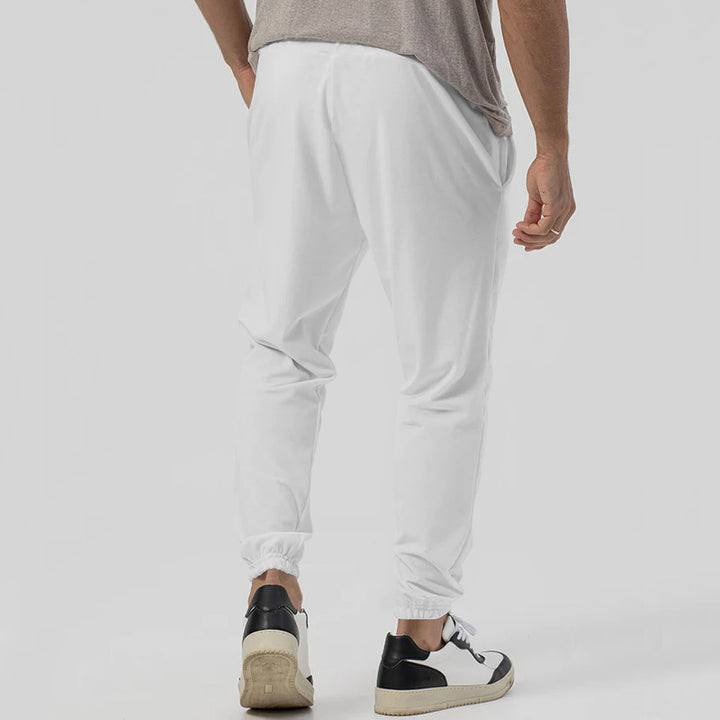Men's tapered jogging pants in linen look with crease and cuff Mune Fashion