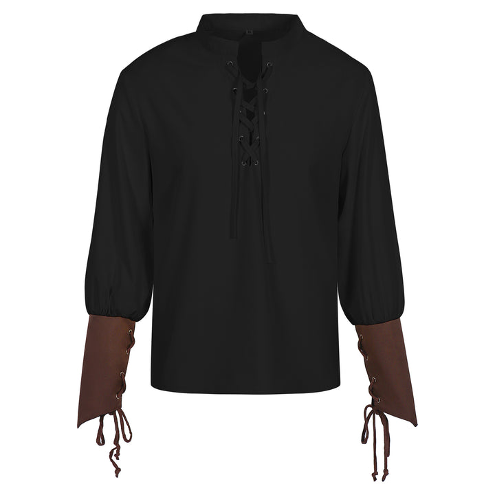 Unisex nano medieval tunic with front lacing and removable leather arm guards Mune Fashion