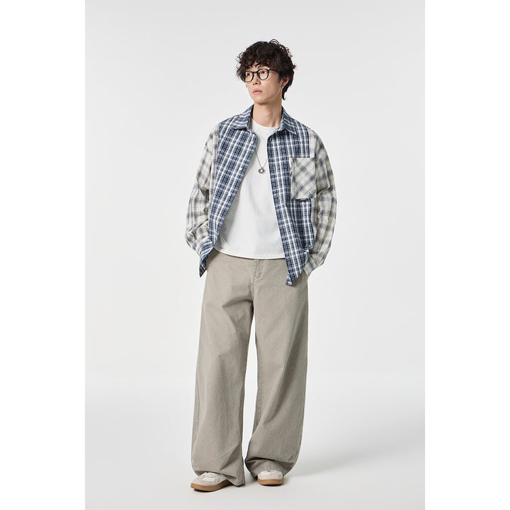 Unisex Checkered Overshirt in Patchwork Look with Chest Pocket Mune Fashion