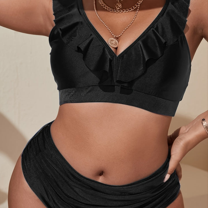 Women's bikini top with sophisticated ruffle design and high waist Mune Fashion