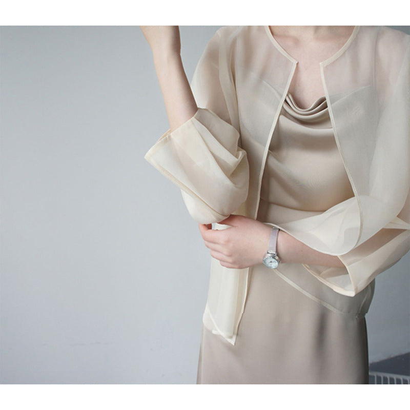 Women's Elegant Chiffon Jacket with Flared Sleeves Mune Fashion