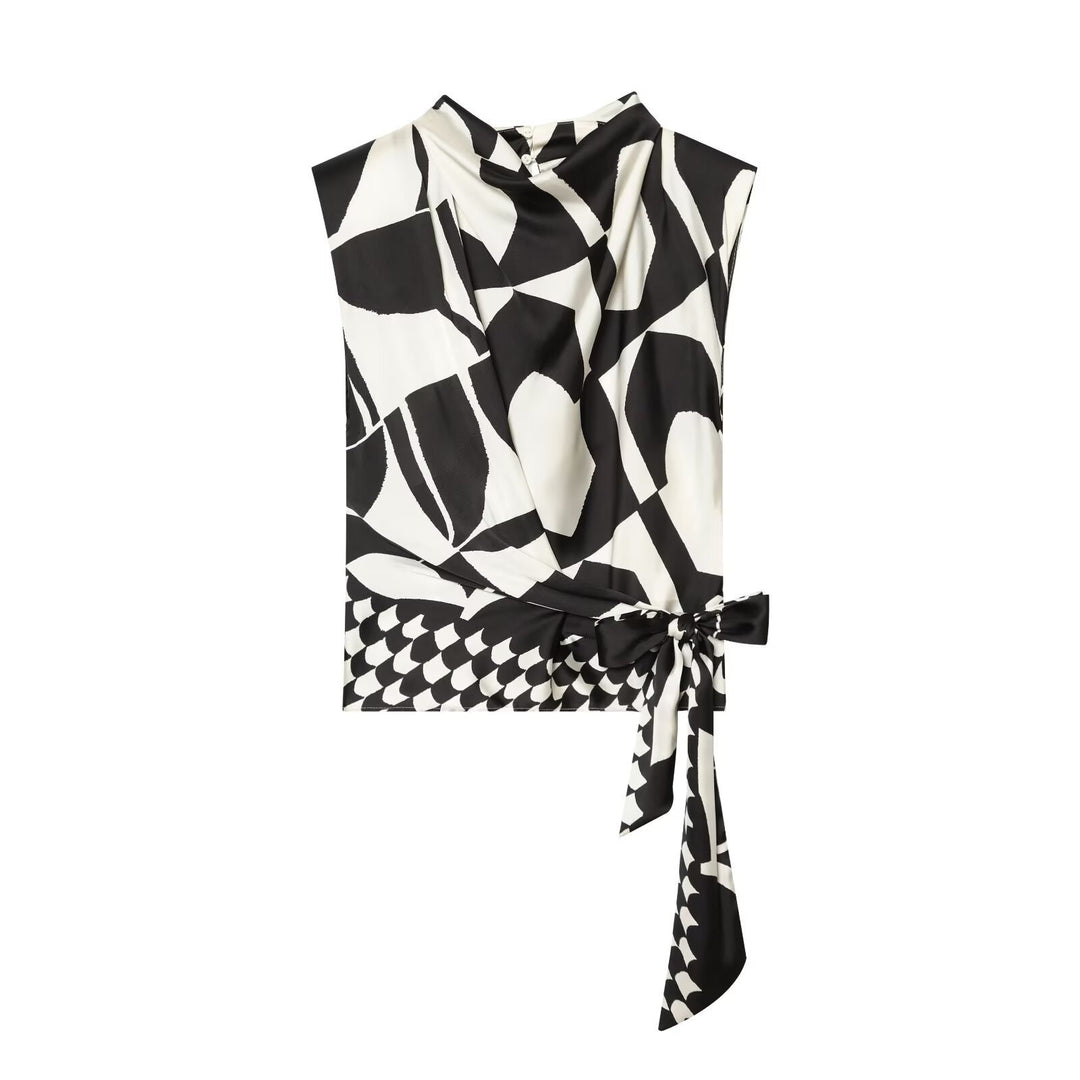 Women Wide Palazzo Pants with High Waist and Graphic Block Print Drune
