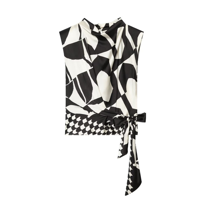 Women Wide Palazzo Pants with High Waist and Graphic Block Print Drune