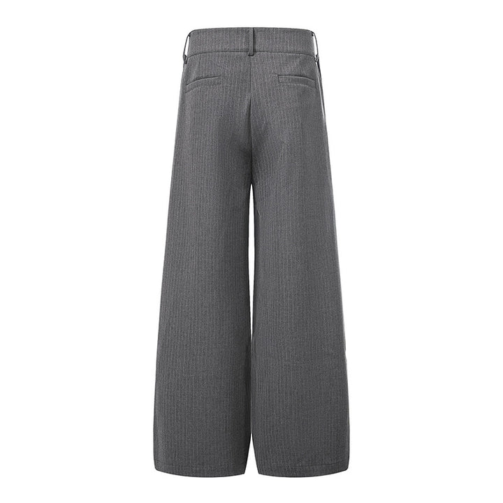 Women Wide High-Waist Culotte Pants with Distinct Pleating and Decorative Button Details Mune Fashion