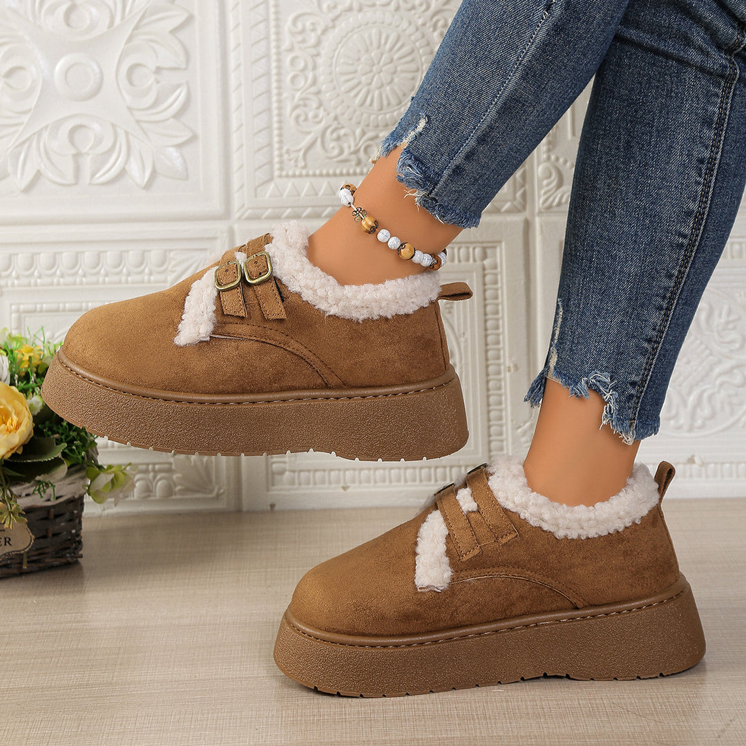 Women's Lined Lace-Up Sneakers with Faux Fur Lining and Platform Sole Mune Fashion