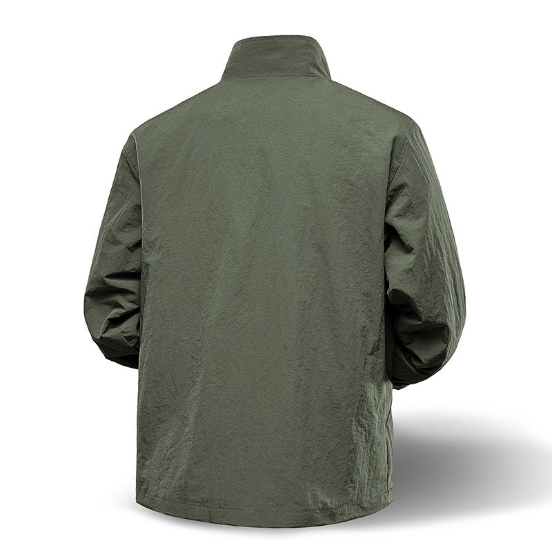 Men's Lightweight Technical Zip Jacket with Stand-Up Collar, Raglan Sleeves & Utility Inserts Mune Fashion