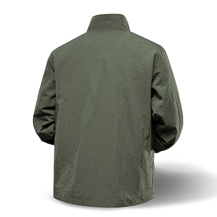Men's Lightweight Technical Zip Jacket with Stand-Up Collar, Raglan Sleeves & Utility Inserts Mune Fashion