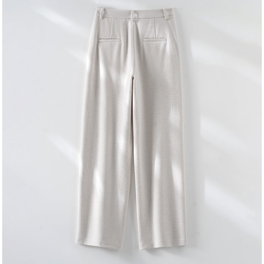 Women's High-Waist Pants with Ironed Pleat and Straight Leg Mune Fashion