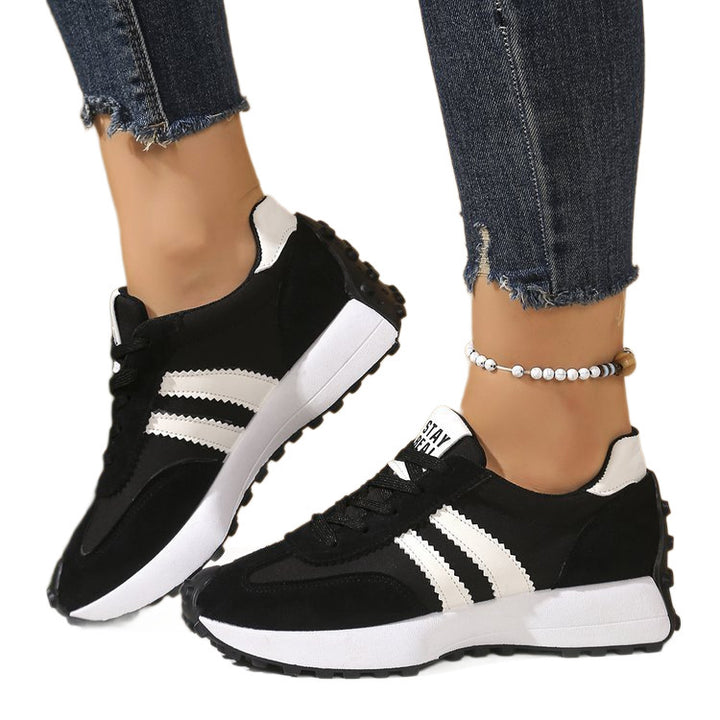 Damen Plateau-Laufsneaker mit Wildlederoptik und Leo-Akzenten Mune Fashion