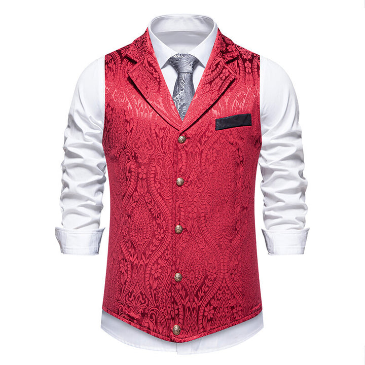 Men's Paisley Jacquard Waistcoat with Shawl Collar, Tailored Fit and Decorative Buttons Mune Fashion