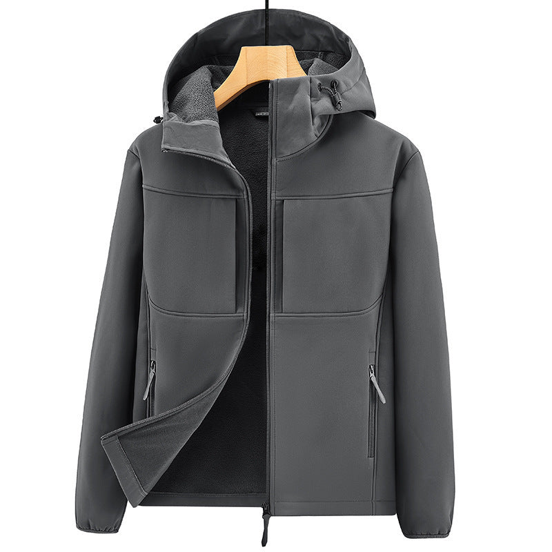 Men's Thermo Softshell Jacket with Sherpa Lining, Hood and Concealed Zipper Pockets Mune Fashion