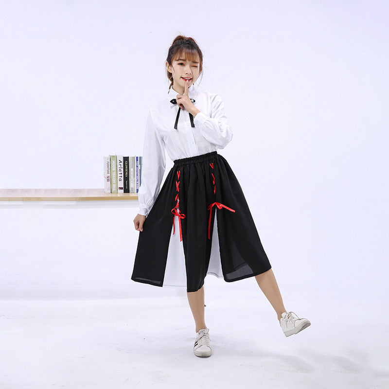 Girls Elegant Blouse with Ruffled Skirt and Bow Details Mune Fashion