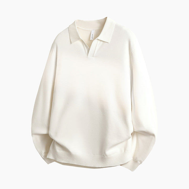 Unisex Oversized Polo collar fine knit sweater with loose fit Mune Fashion