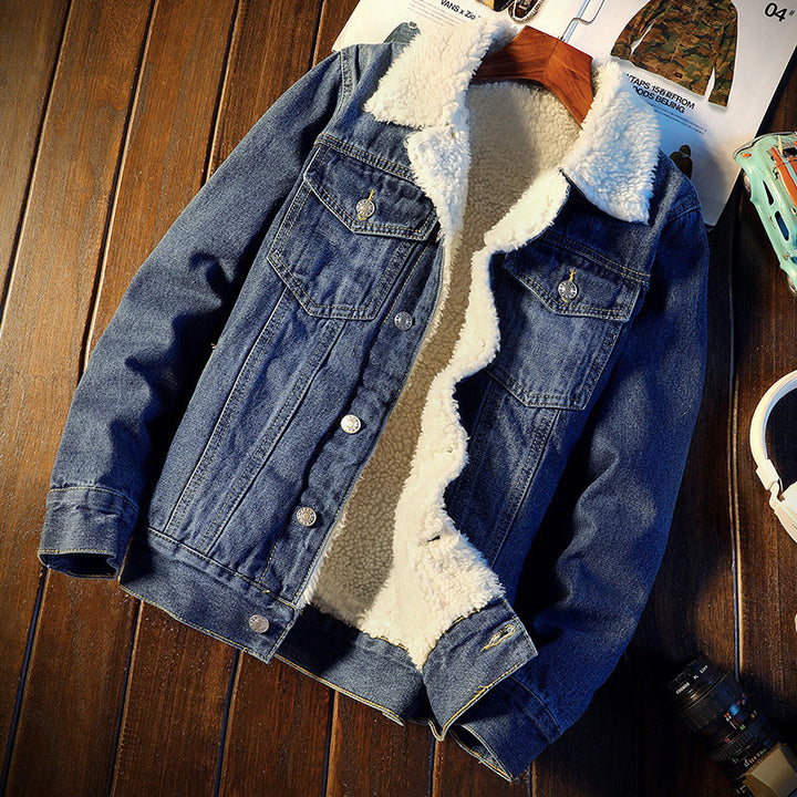 Men's denim jacket with warm teddy lining Mune Fashion