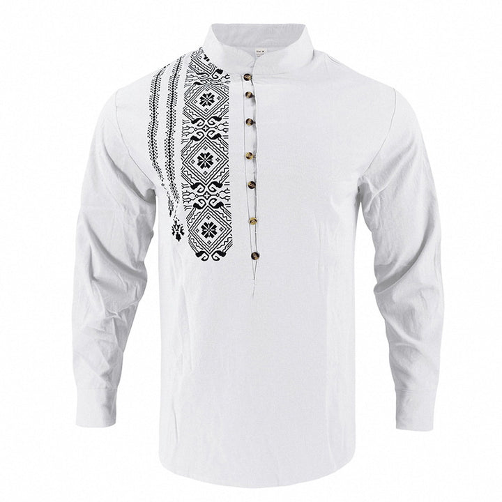 Men's embroidered cotton kurta shirt with stand collar Mune Fashion