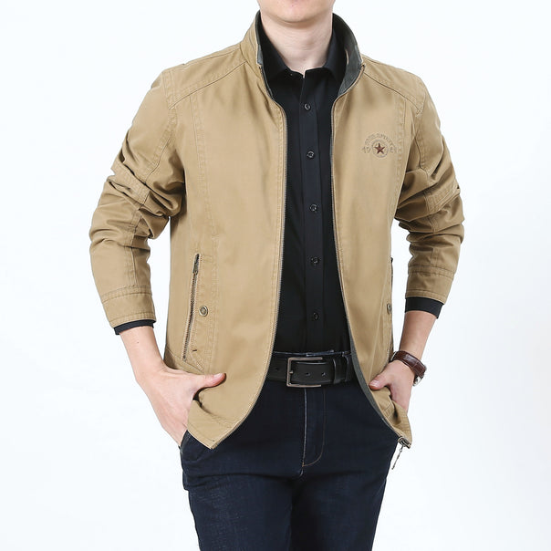 Men's lightweight transitional jacket with quilted shoulder yoke and zipper Mune Fashion