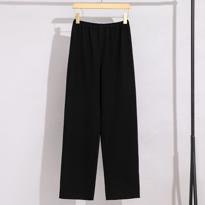 Women's High-Waist Pants with Elastic Waistband, Wide Leg and Soft Flowing Cotton Blend Mune Fashion