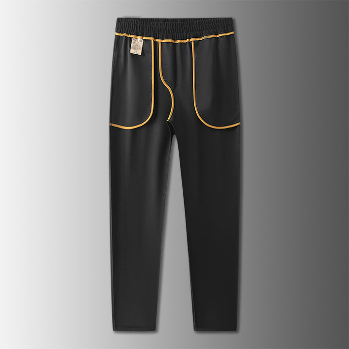 Men's relaxed straight leisure trousers with elastic waistband, drawstring, and side pockets Mune Fashion