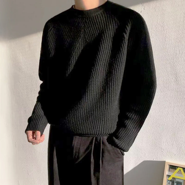 Men's Comfortable Knit Sweater with Fine Rib Pattern Mune Fashion
